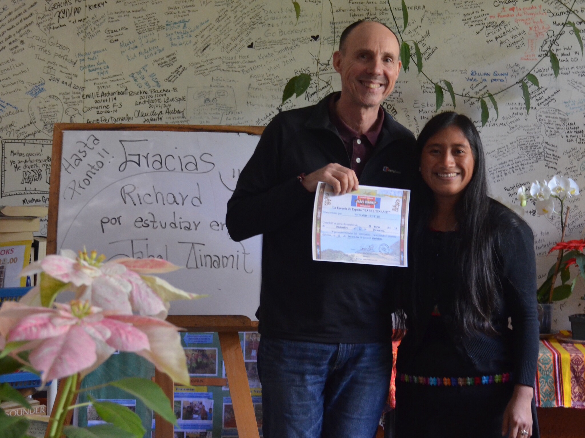 Graduation day at Jabel Tinamit, with my Spanish teacher Patricia.